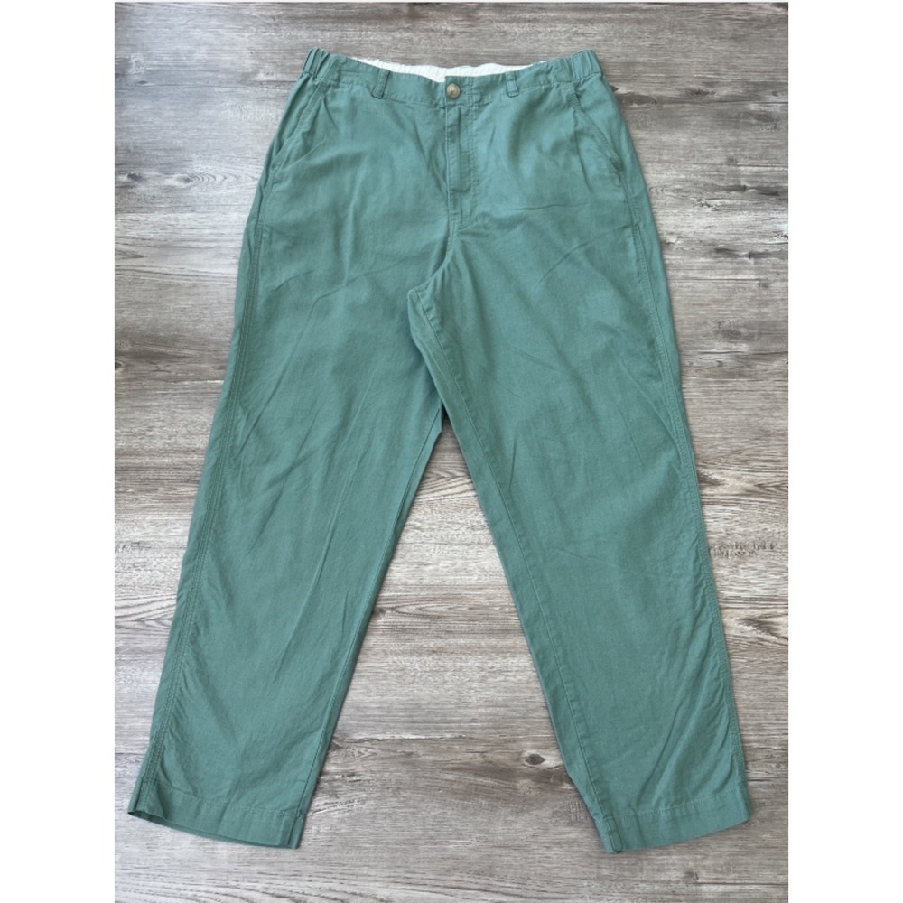 Uniqlo Linen Cotton Tapered Pants Womens Large Green Ankle Length